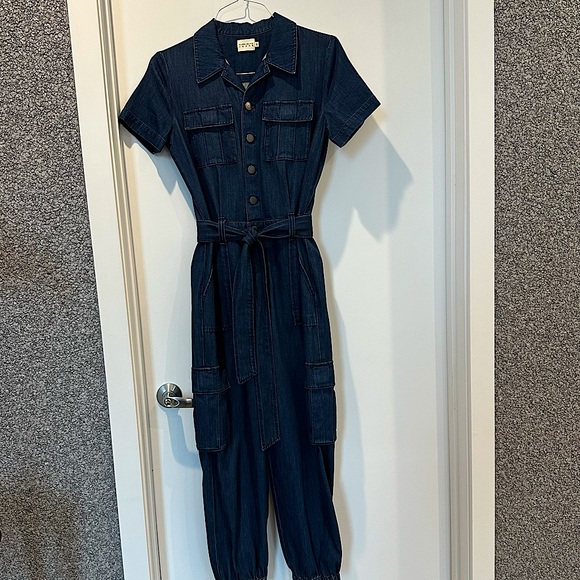 Alice and Olivia Denim Jogger Jumpsuit - Picture 1 of 8